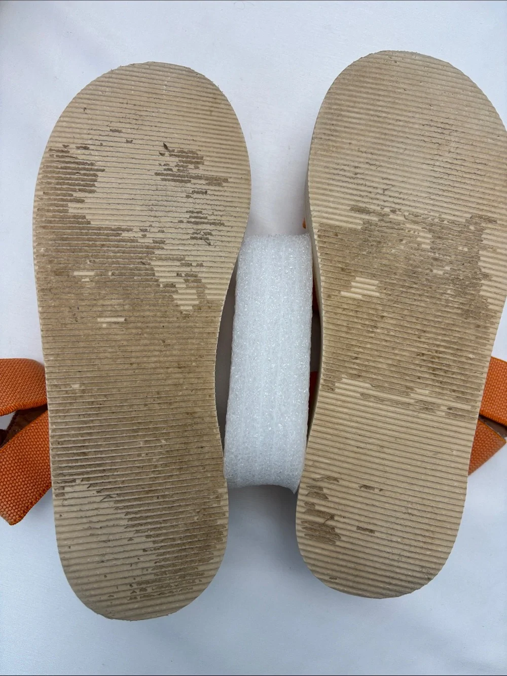 Lucky Brand Women’s 5 Orange Platform Sandals with Wood-Effect Wedge #365 OBO